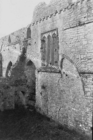 ABBEY REMAINS OF CHURCH S.WALL BLOCKED ARCHES INSERTED WINDOW FROM CLOISTER GARTH FROM 